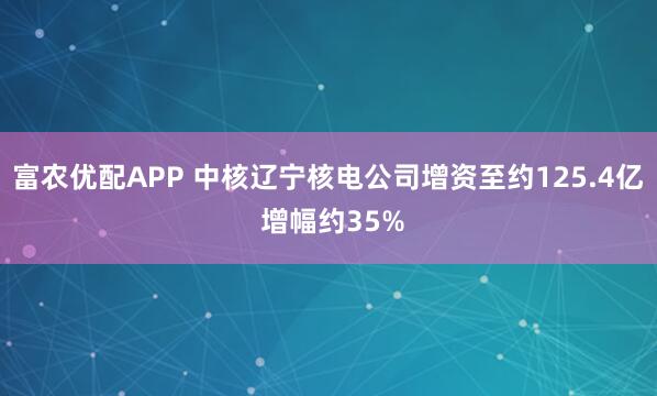 富农优配APP 中核辽宁核电公司增资至约125.4亿 增幅约35%