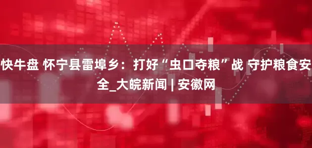 快牛盘 怀宁县雷埠乡：打好“虫口夺粮”战 守护粮食安全_大皖新闻 | 安徽网