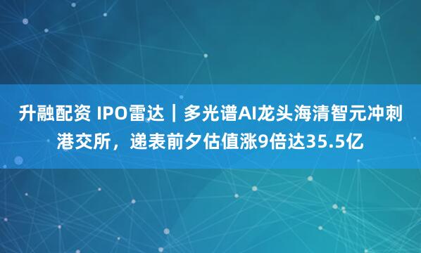 升融配资 IPO雷达｜多光谱AI龙头海清智元冲刺港交所，递表前夕估值涨9倍达35.5亿