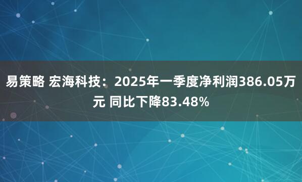 易策略 宏海科技：2025年一季度净利润386.05万元 同比下降83.48%